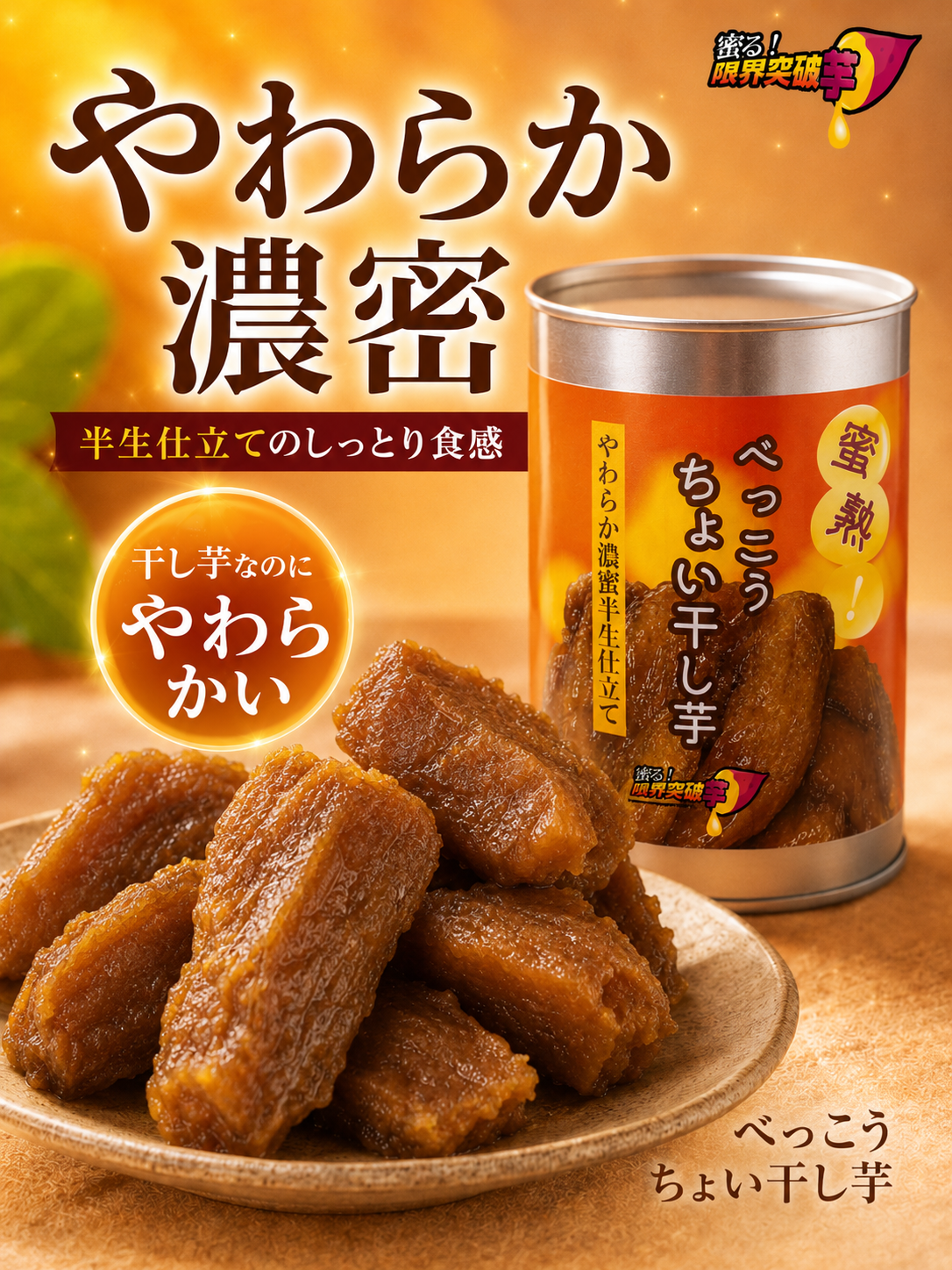 蜜熟！｜べっこうちょい干し芋缶　２６０ｇ｜やわらか濃蜜半生仕立て